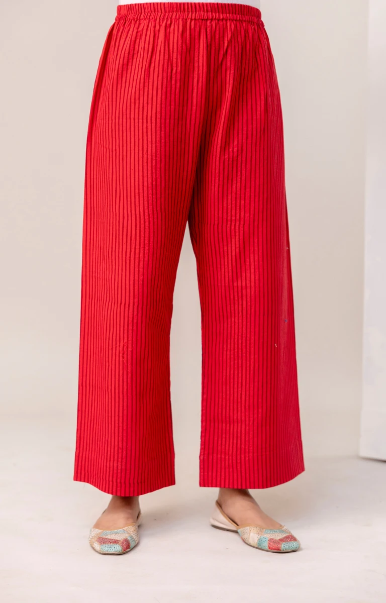 Red Cotton Hand Block Printed Co-ord Set view 2