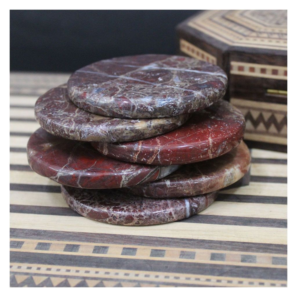 Garvi Gurjari (A Gujarat Govt Enterprise) Handmade Agate Stone Tea Coaster (Set of 6) (GGCATC03) view 2
