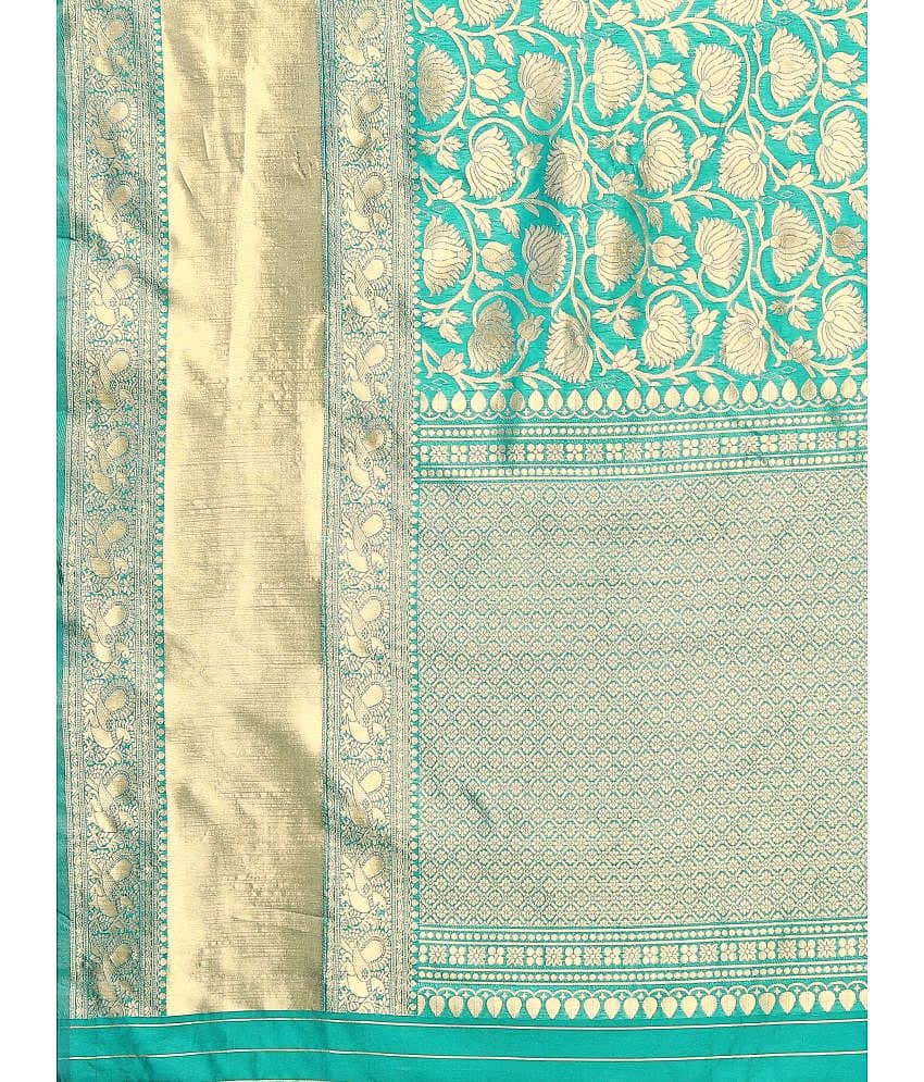 Om Shantam Sarees Banarasi Silk Embellished Saree With Unstitched Blouse Piece ( Multicolour ) view 2