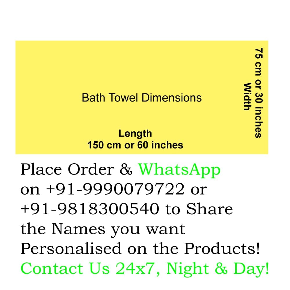 TurtleLittle, 100% Cotton, Personalised Yellow Mustang Adult Bath Towel, 600 GSM (Set of 1, White) view 2