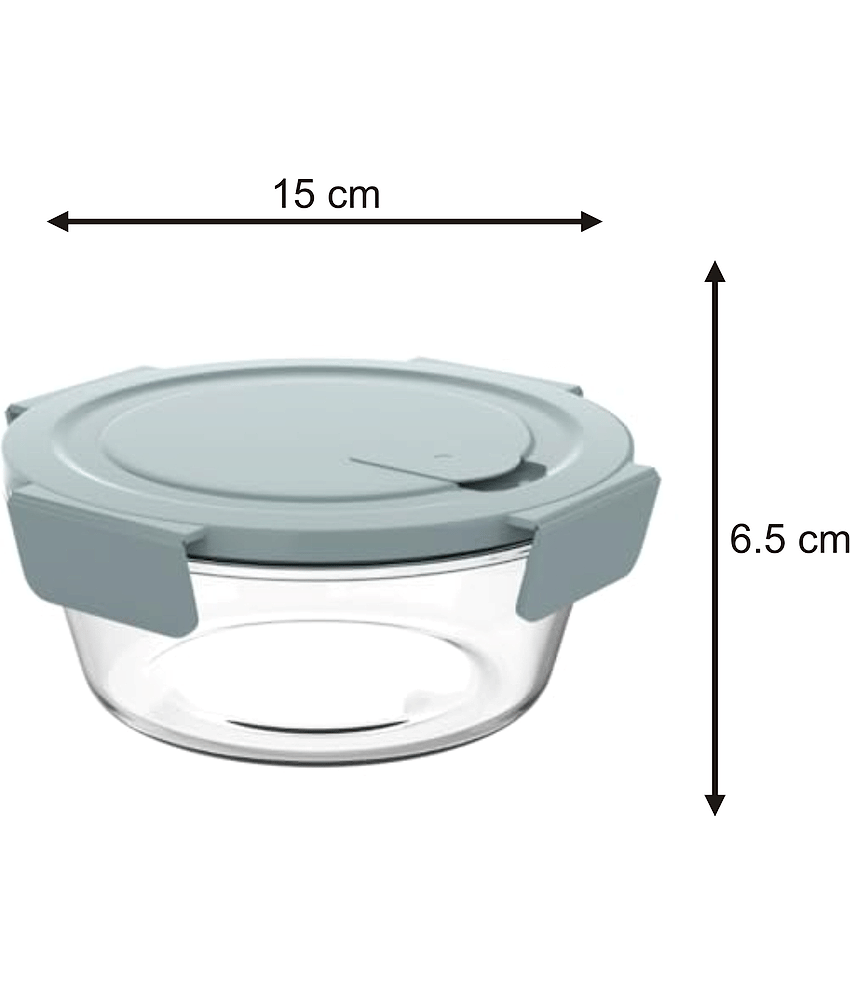 Rioware Glass 650ml Glass Blue Food Container ( Set of 1 ) view 2