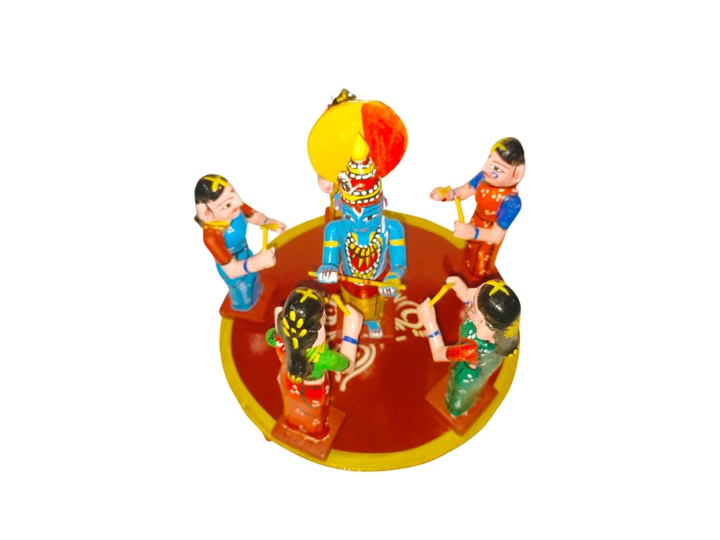 Kondapalli Handicrafts Wooden Krishna Brindavanam view 2