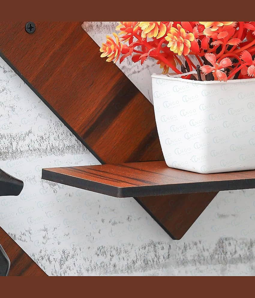 Pot Stand Set of 4 Pieces Decorative Wooden Wall Hanging Wooden Wall Shelf view 2