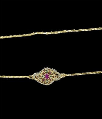 Delicate Gold Chain with Ruby Pendant view 2