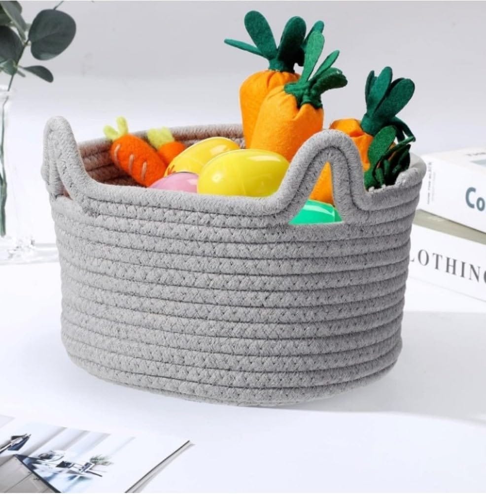 Generic Cotton Pack Of_1 Cat Basket 8x4 Inch Storage Basket For Clothes (Grey)-PID66429 view 2