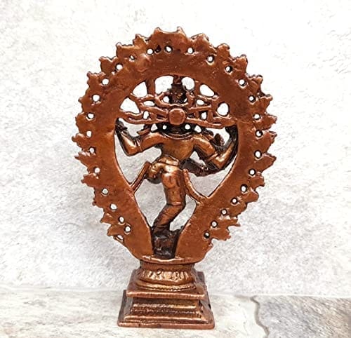 Searchers Paradise - Copper Idols Natarajar,4.2 inches, Copper Handmade 225 Grams, Patina Antique Finish, Pack of 1 Piece view 2