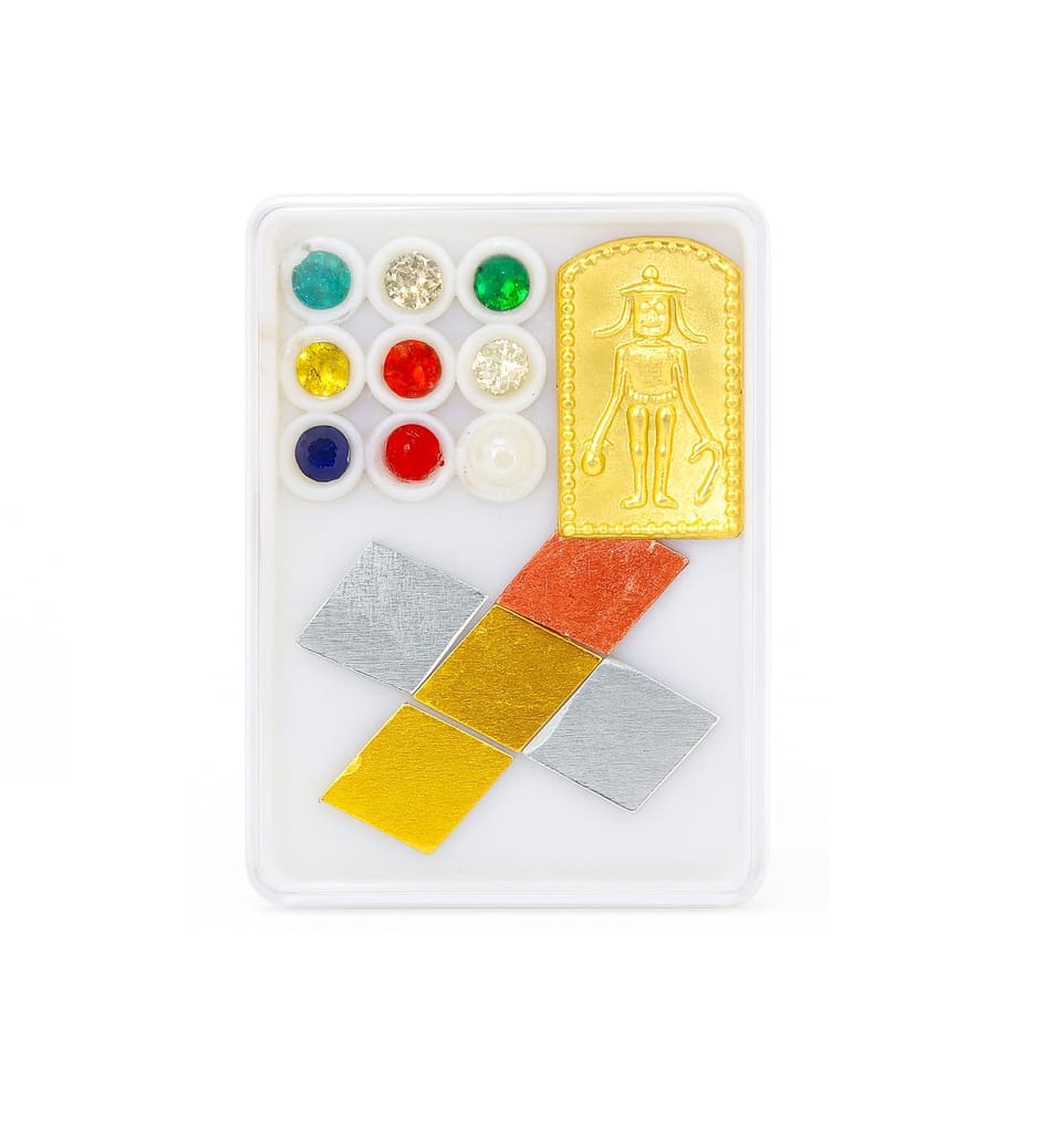 Navarathna Panchaloha Pooja Kit with Vastu Prathima (2 Set - 4 Boxes) � Panchalogam Lakshmi Coins, Navratna Stones & Vastu Idol � Bhoomi Pooja Essentials for Vastu, Prosperity & Positive Vibes Combo Set view 2