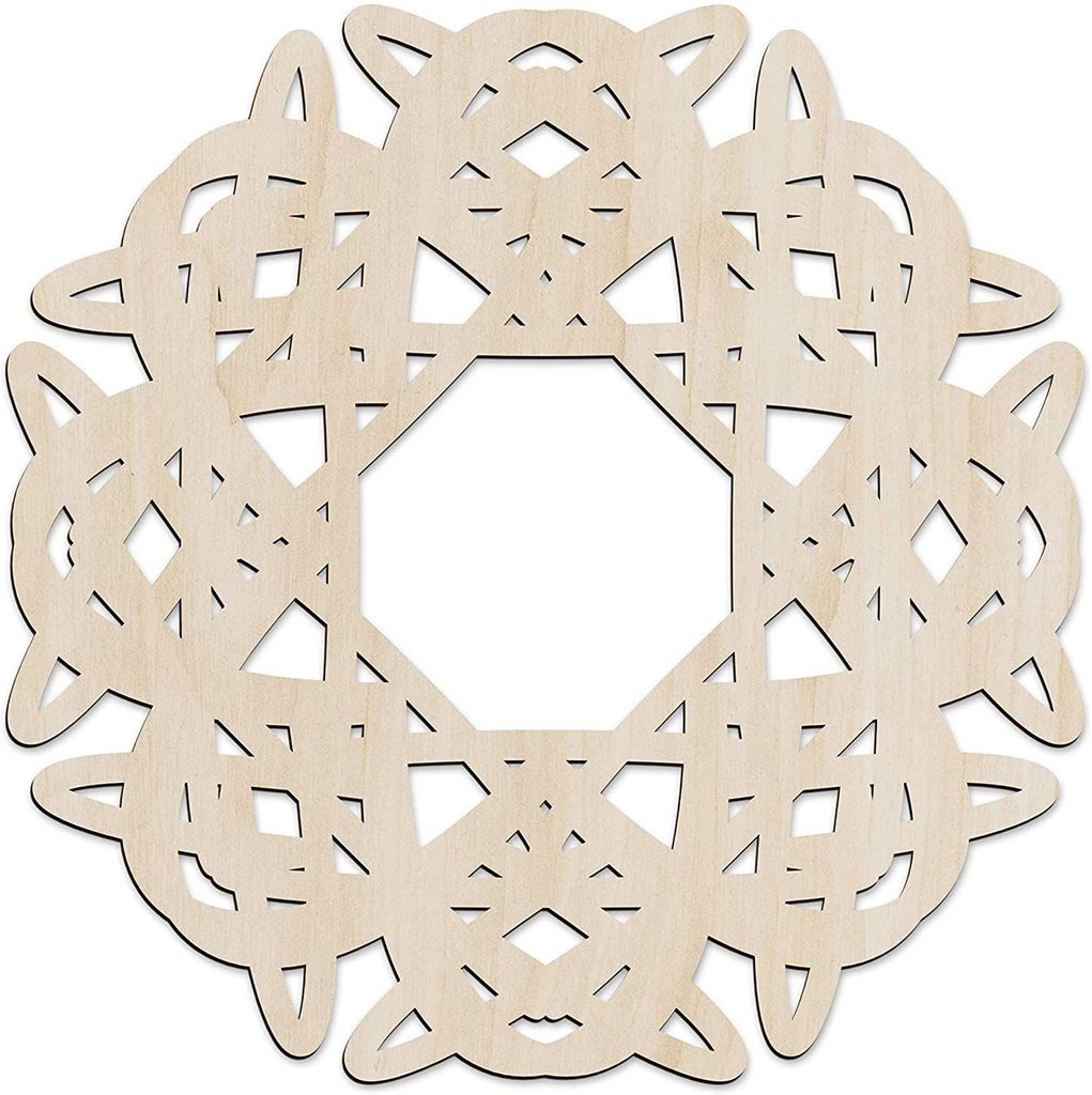 Haoser Mandala Wooden Wall Art, Traditional Star Ornament Polygonal Details, Birch Wood Plywood Rustic Wall Art Accent for Hallway Bedroom Living Room Cafes and Offices (Mandala Design-8_30CM)