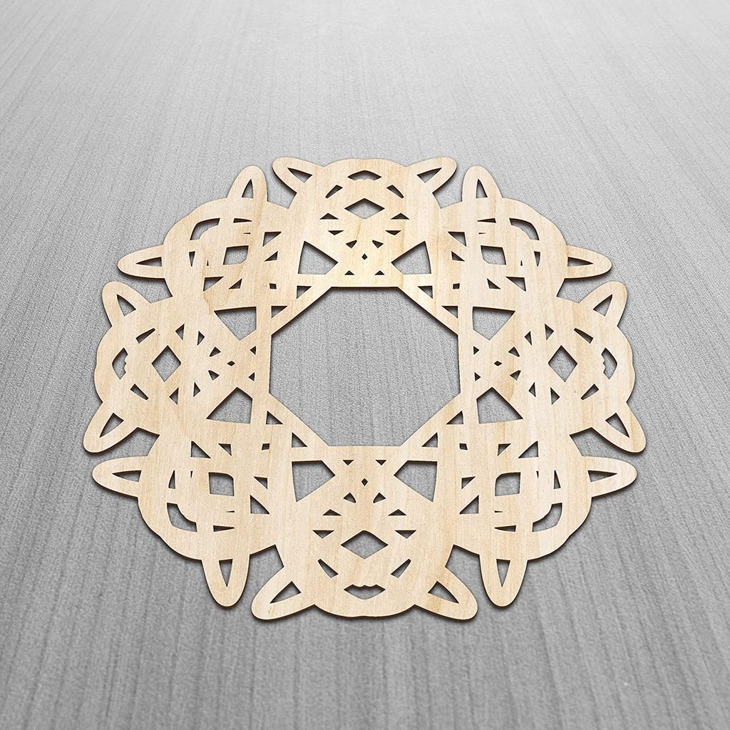 Haoser Mandala Wooden Wall Art, Traditional Star Ornament Polygonal Details, Birch Wood Plywood Rustic Wall Art Accent for Hallway Bedroom Living Room Cafes and Offices (Mandala Design-8_30CM) view 2