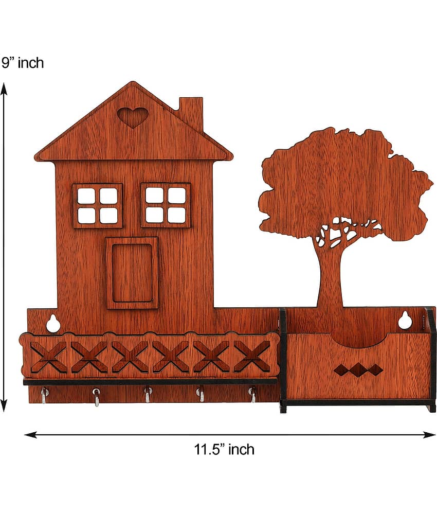 JaipurCrafts Brown Wood Key Holder - Pack of 1 view 2