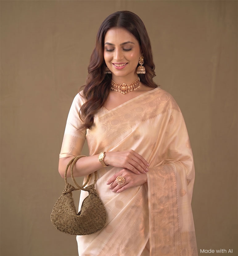 Handcrafted Zari Zardozi Potli - copper view 2