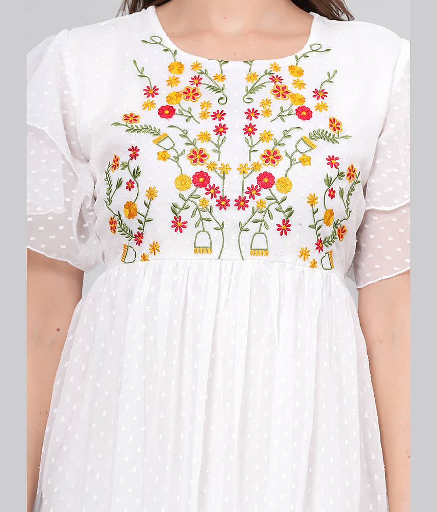 JC4U Women Crepe Printed Fit & Flare Dress ( Pink ) view 2
