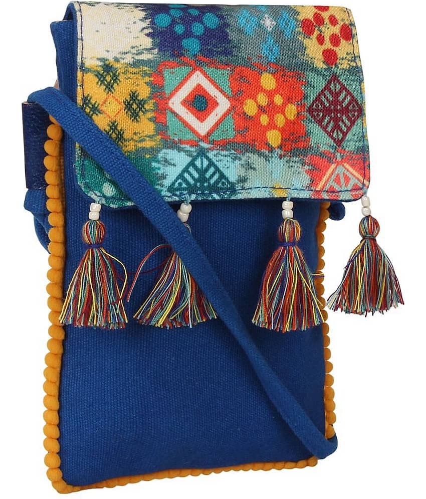 Anekaant Blue Canvas Sling Bag view 2