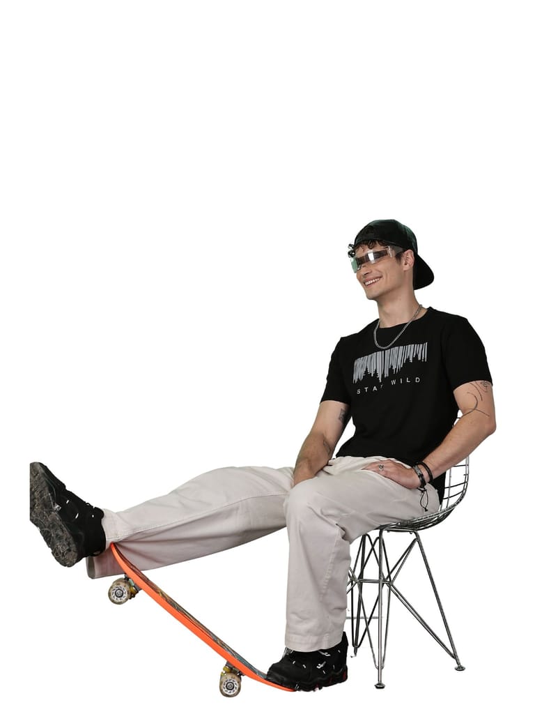 Cotton Black Stay Wild T-Shirt view 2