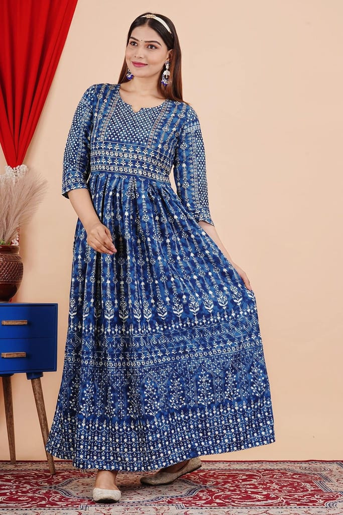 MANMAYEE Women's Rayon Sitara Work Long Kurti Gown | A-Line Kurti view 2