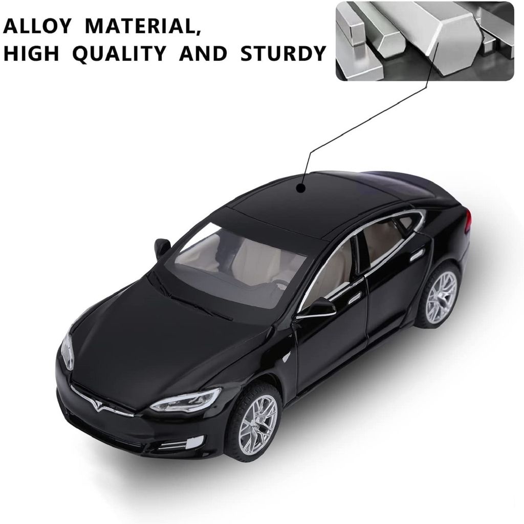 KTRS ENTERPRISE 1/32 For Tesla For Model S For P100D Alloy Die-Cast Model Toy Car 6 Door Sound Light Pull Back Boy Toy Vehicle view 2