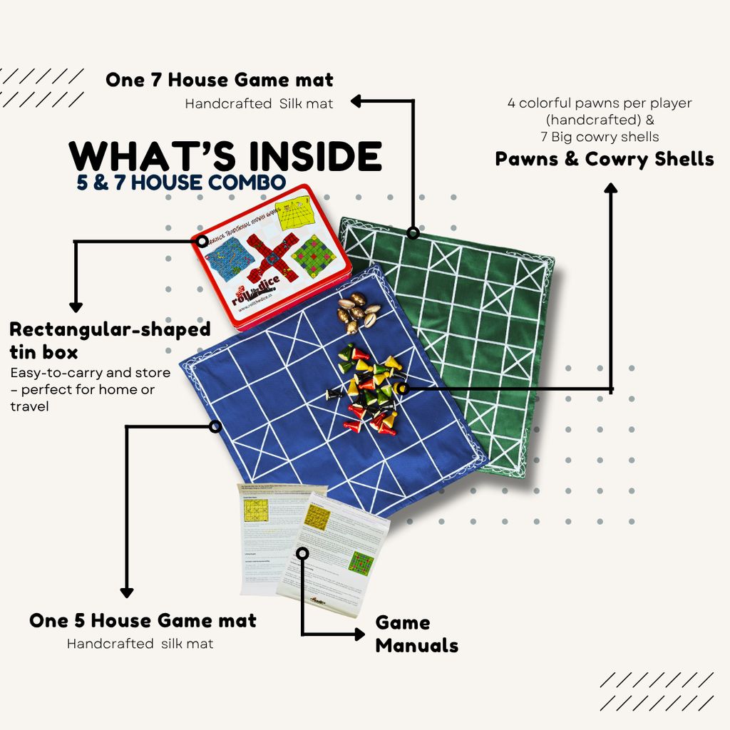Chowka Bara (5 & 7 Houses Combo) Board Game view 2