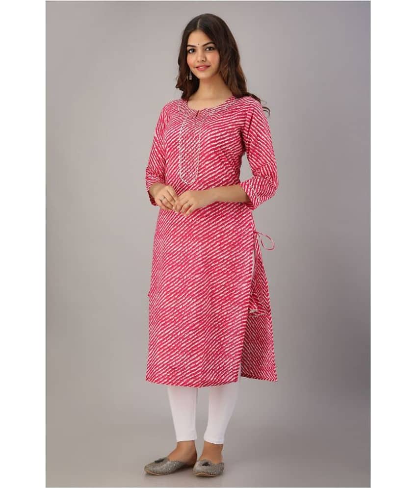 FABRR - Yellow Cotton Women's Straight Kurti ( Pack of 1 ) view 2