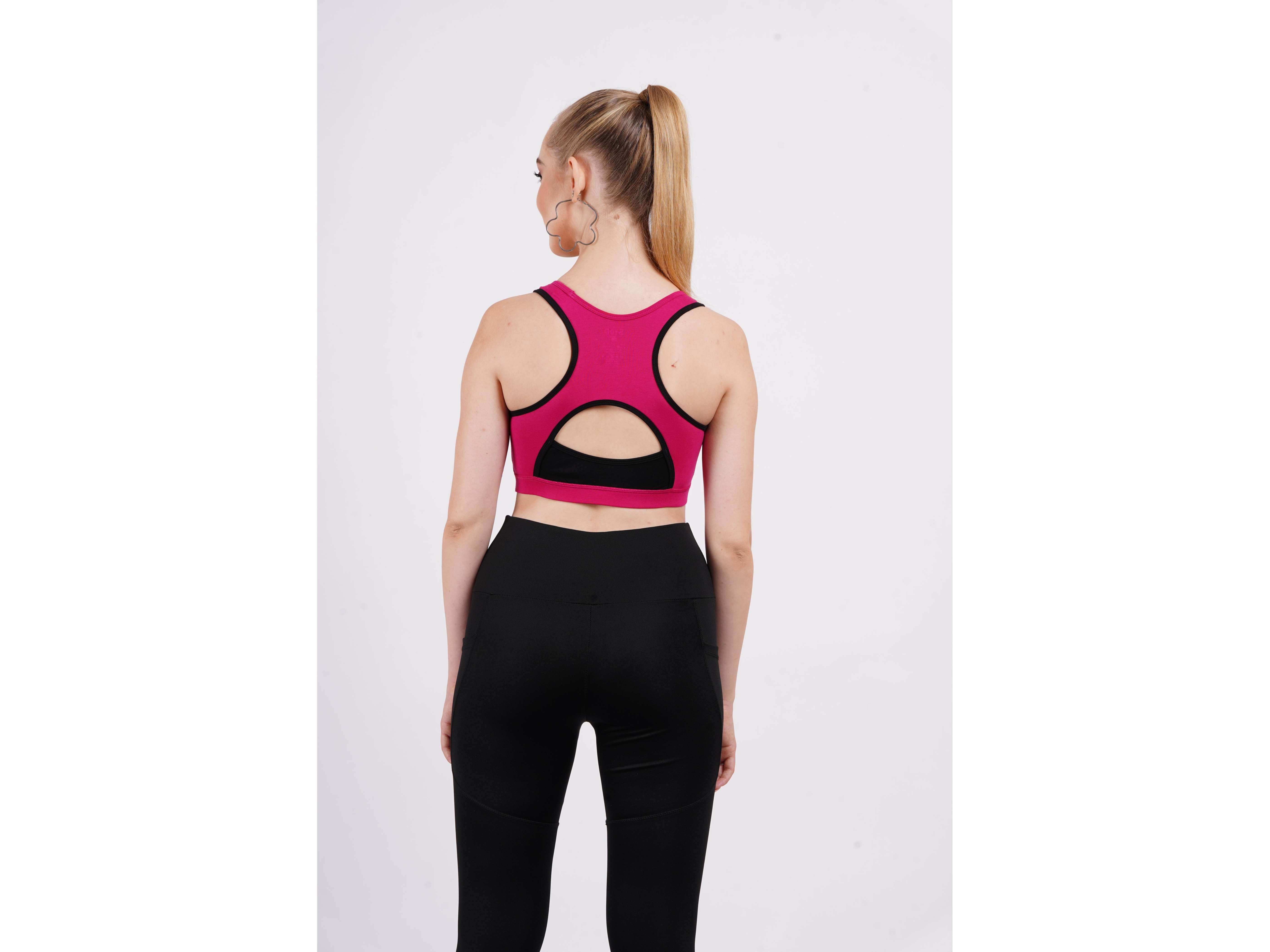 Stud & Gracy Sports Bra - Padded Pink + Black - M - 32 view 2