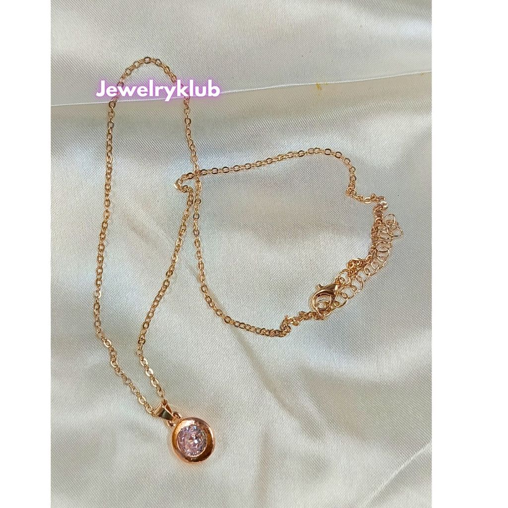 Jewelryklub AD Cubic Zirconia Pendant Necklace Chain For Women Girls Anti Tarnish Stainless Steel Rose Gold Design 8 view 2