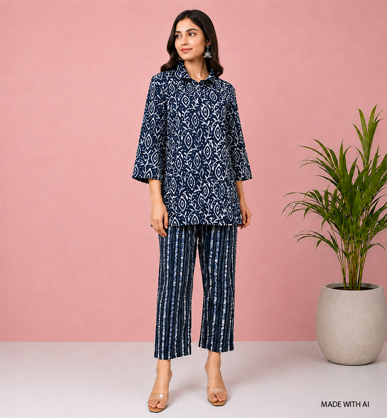 Handcrafted Batik Print Pure Cotton Co-ord Set