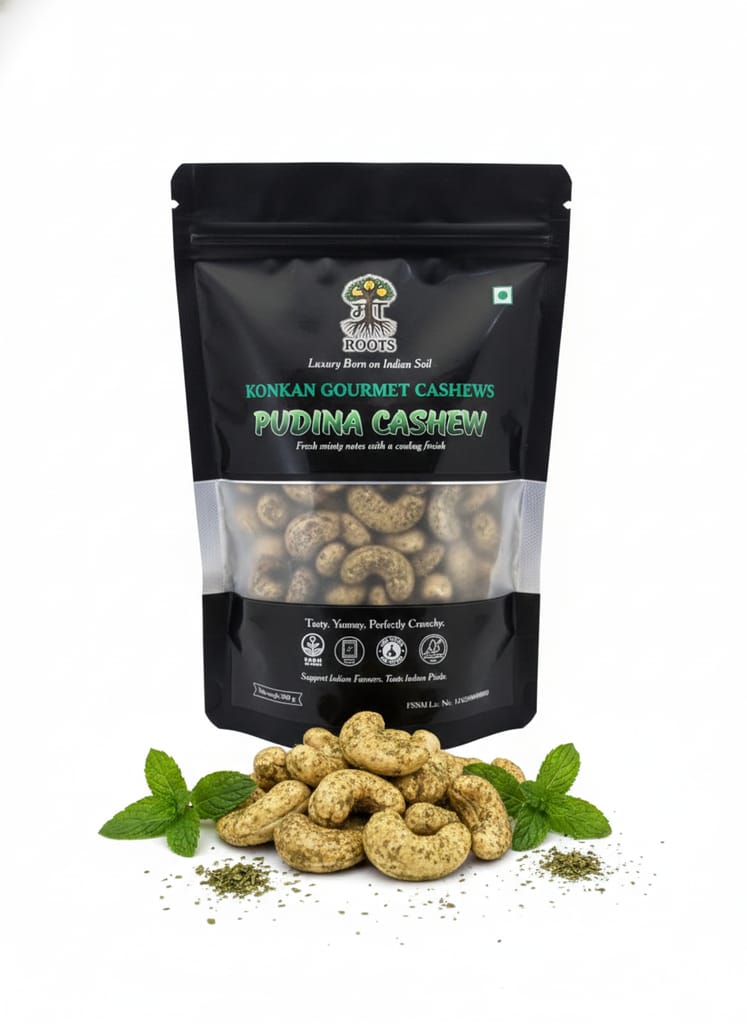 Maa Roots Pudina Cashews 200g | Mint Flavoured Konkan Cashews | Premium Whole Kaju | Refreshing & Savoury Gourmet Snack view 2