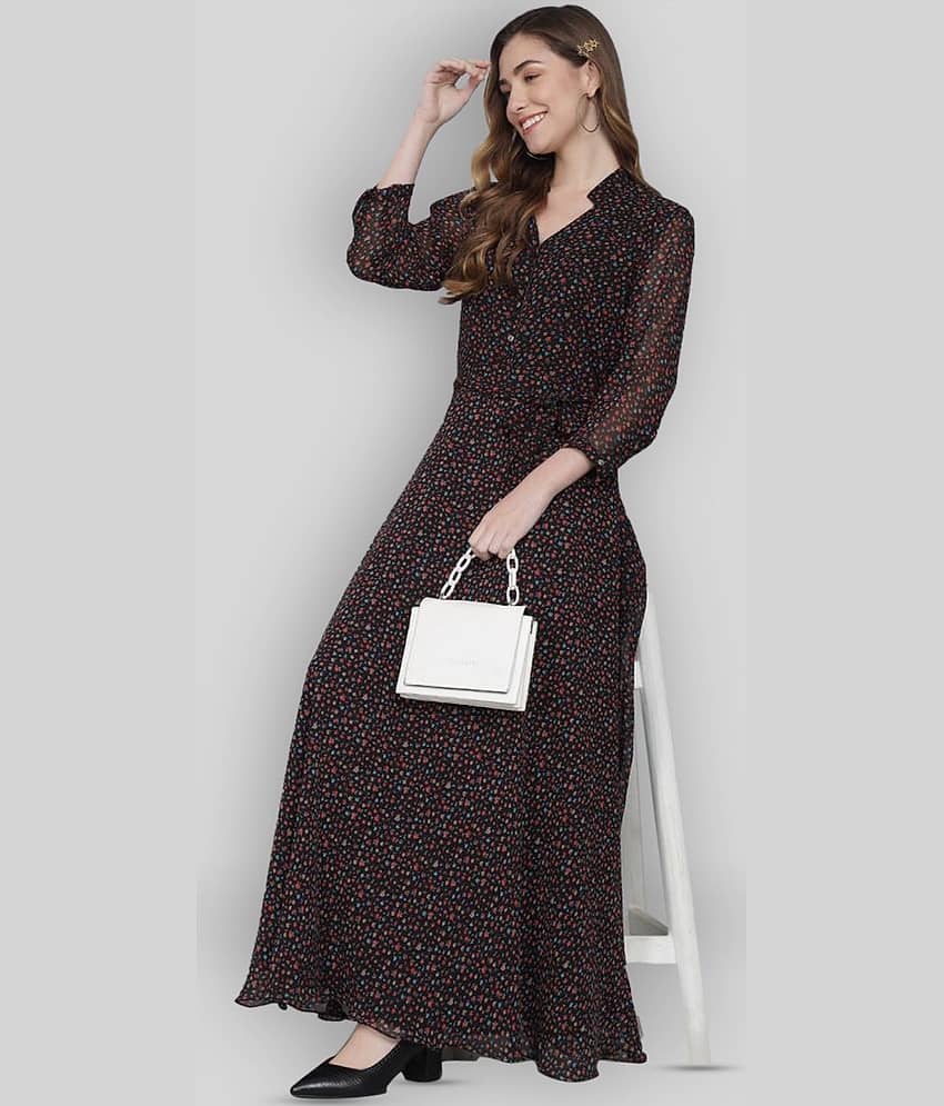 Rudrakriti Women Georgette Printed A-line Dress ( Multi Color ) view 2