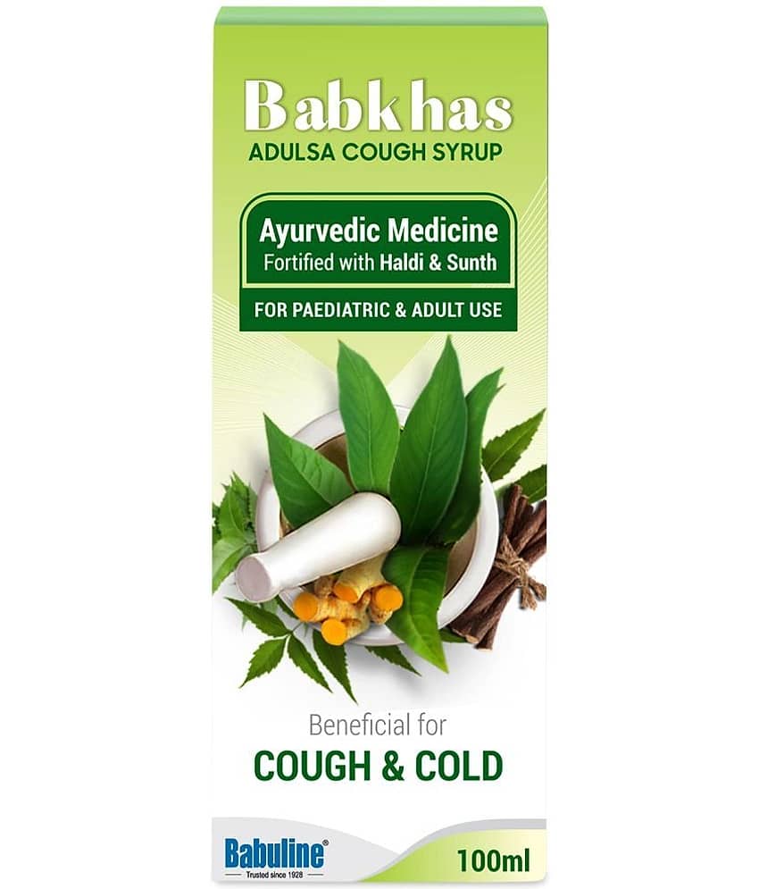 Babuline Babkhas Adulsa Cough Tonic 100ml, Pack of 3 | Get Ayurvedic Relief from Throat Issue, Chest Congestion, All Types Of cough & Cold | Goodness Of Haldi Sunth Turmeric Dry Ginger view 2