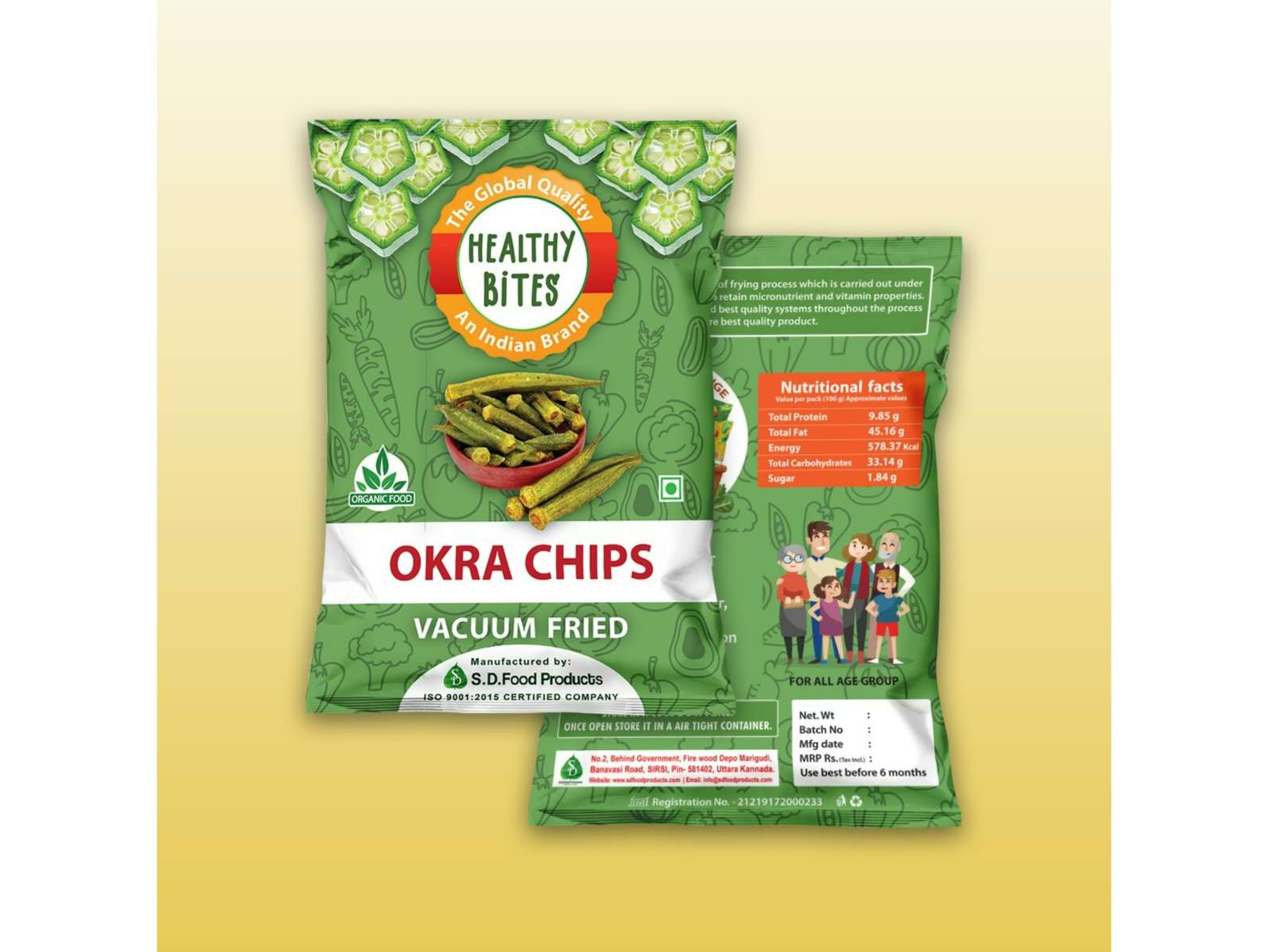 Vacuum Fried Okra Chips | 45 G | PACK OF 3 view 2