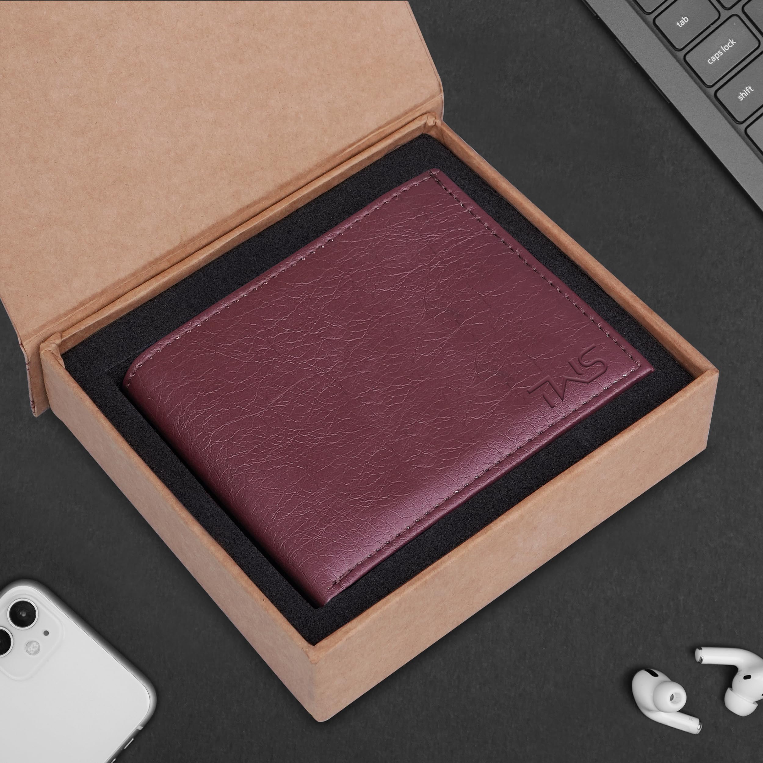 The Wallet Store Premium Quality Textured Men's Wallet - Brown view 2