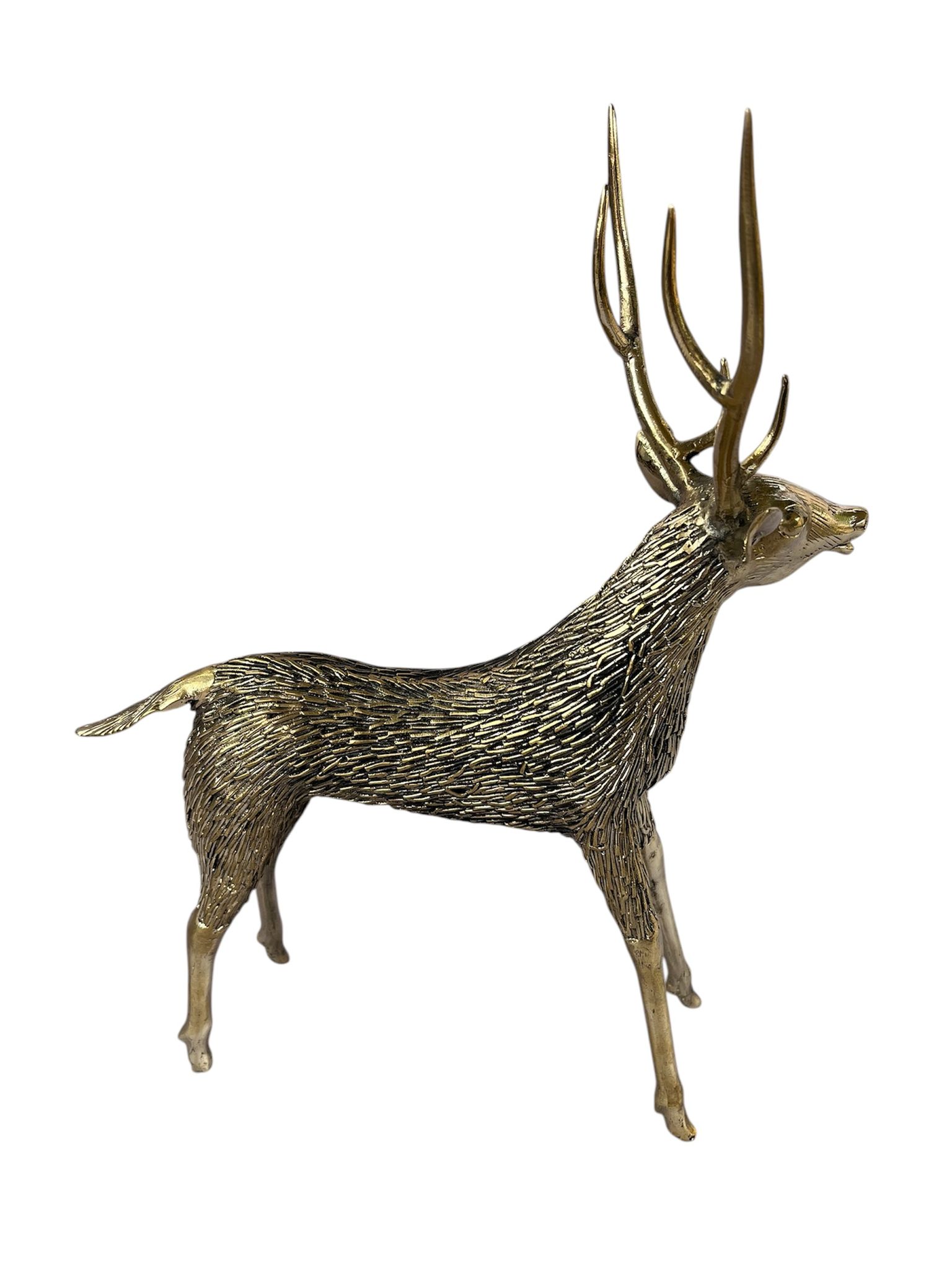 A Pair of Brass Deer Statues view 2