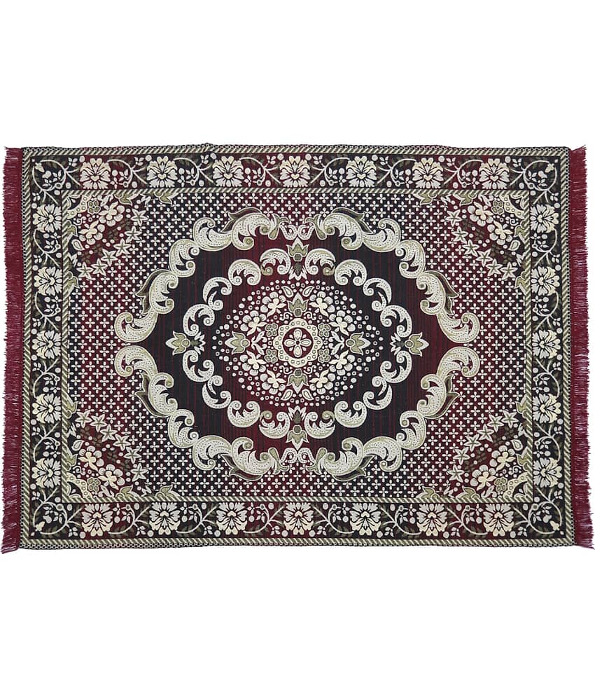 Valtellina Maroon Velvet Carpet Floral 4x7 Ft view 2