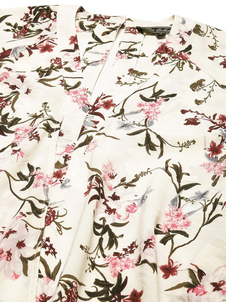White & Burgundy Printed Basic Jumpsuit view 2