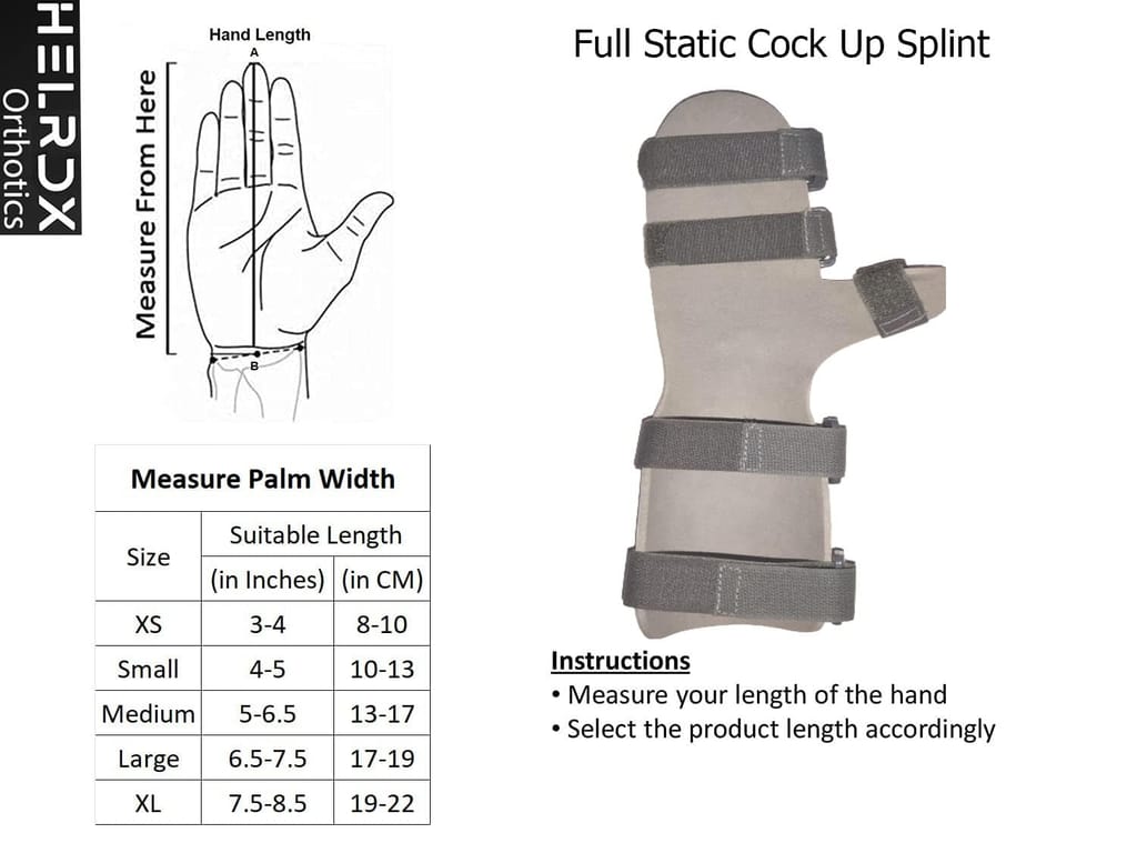 Wellmount Orthoses Wrist Hand Orthosis Full Cockup Stroke & Paralysis Splint Aluminium Hand Support Static Cook Up Splint view 2