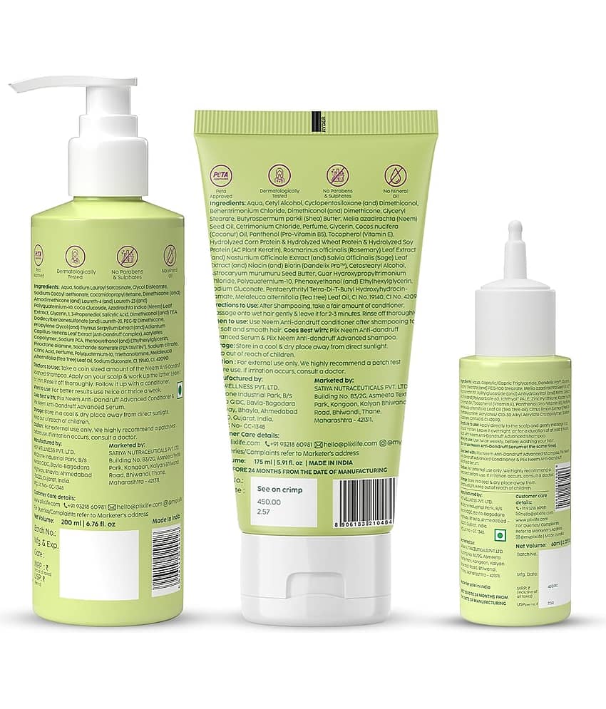 The Plant Fix Plix Neem Anti-Dandruff Advanced Combo| Shampoo, Conditioner & Lotion Reduces Dandruff (3 Items in the set) view 2