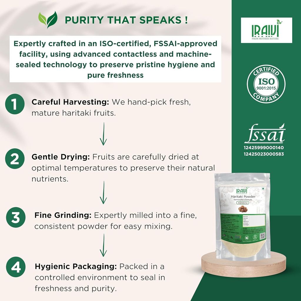 Iraivi Premium Haritaki Powder-100Gram | Kadukkai | Harad | Pure & Natural by Iraivi Organics view 2
