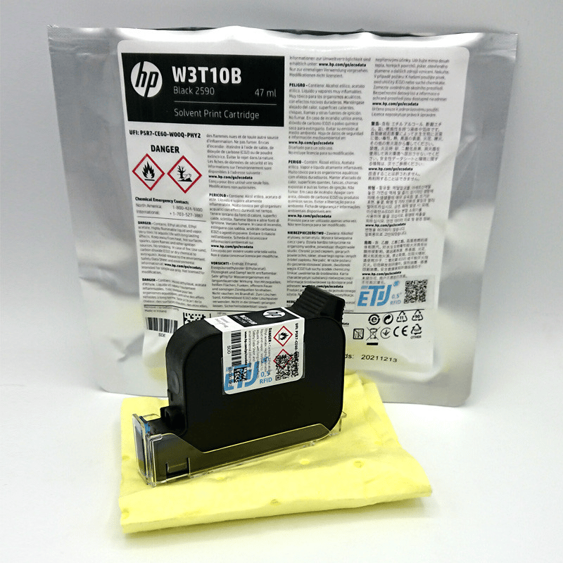 HP W3T10B 2590 Black Solvent Ink Cartridge 12.7mm – High-Performance Original HP Print Cartridge view 2