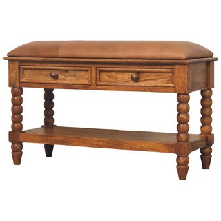 Leather Spindle Bench view 2