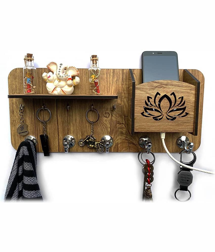 Arpita Crafts Brown Wood Key Holder - Pack of 1 view 2