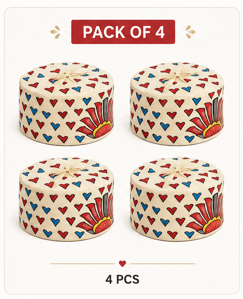 [Pack of 4] Traditional Hand-Painted Indian Cap (Kufi Style)