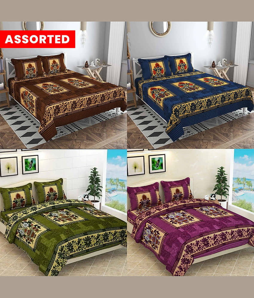 Wholesale india Multicolor Fleece 1 Double Bedsheet with 2 Pillow Covers ( 225 cm x 225 cm ) view 2