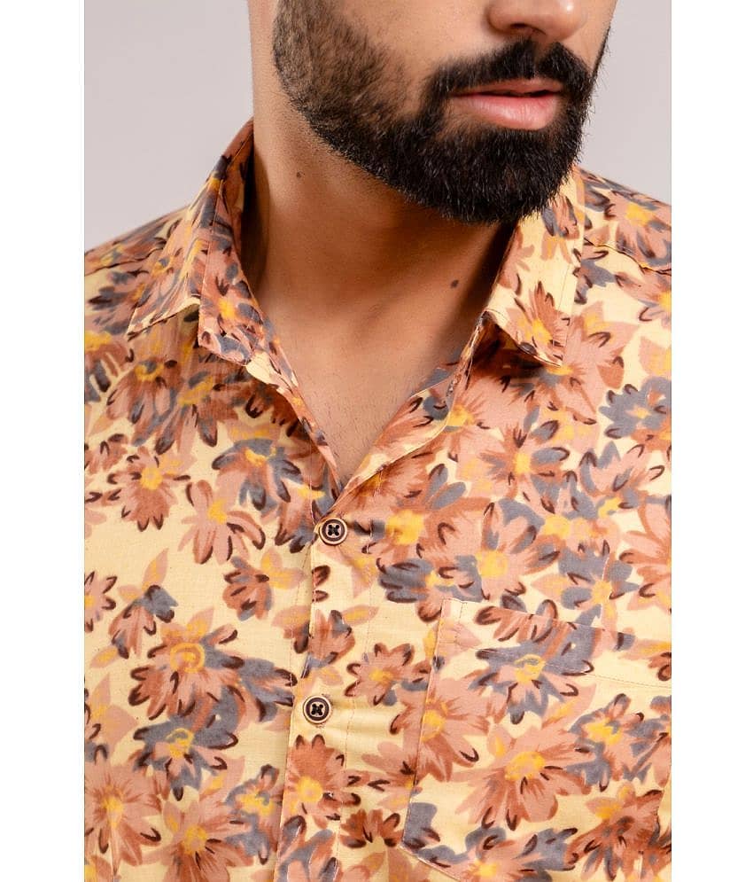 Frionkandy 100% Cotton Regular Fit Printed Half Sleeves Men's Casual Shirt - Yellow ( Pack of 1 ) view 2