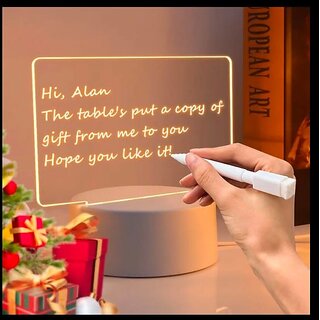Premium 3D LED Acrylic Writing Board Rewritable Message Board with Pen Light & Stand for Home & Office view 2