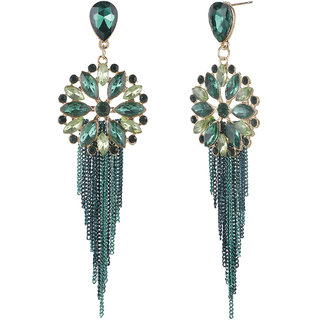 Green Chain Dangling Markis Dangler Earrings for Girls Alloy Material Earrings for Women's Fashion Jewellery for Party view 2