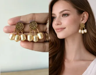 ANTIQUE GOLDPEARL BARRELEARRINGS