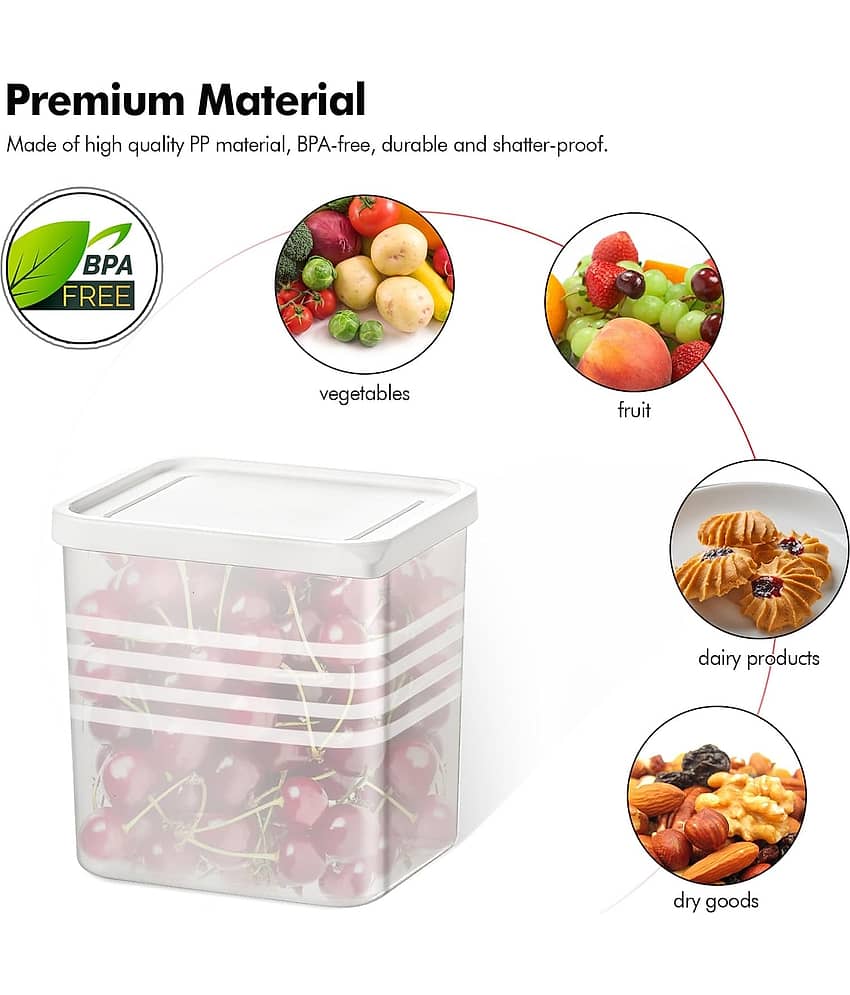 Fridge Storage Containers Set of 6 – 1000ml Plastic Food Storage Boxes with Lids for Refrigerator & Freezer | Kitchen Organizer Containers for Home Use | BPA-Free, White view 2