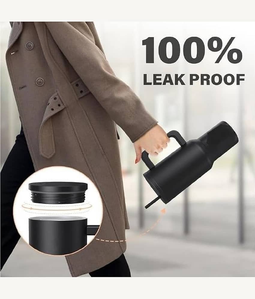 RAMDEV ENTERPRISE Tumbler with Handle and Straw Lid. Black Stainless Steel Sipper Water Bottle 1200 mL ( Set of 1 ) view 2