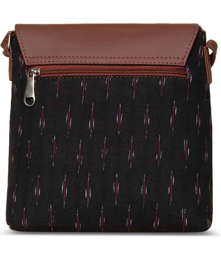 Zouk Sling Bag Jute Set of 1 ( Black ) view 2