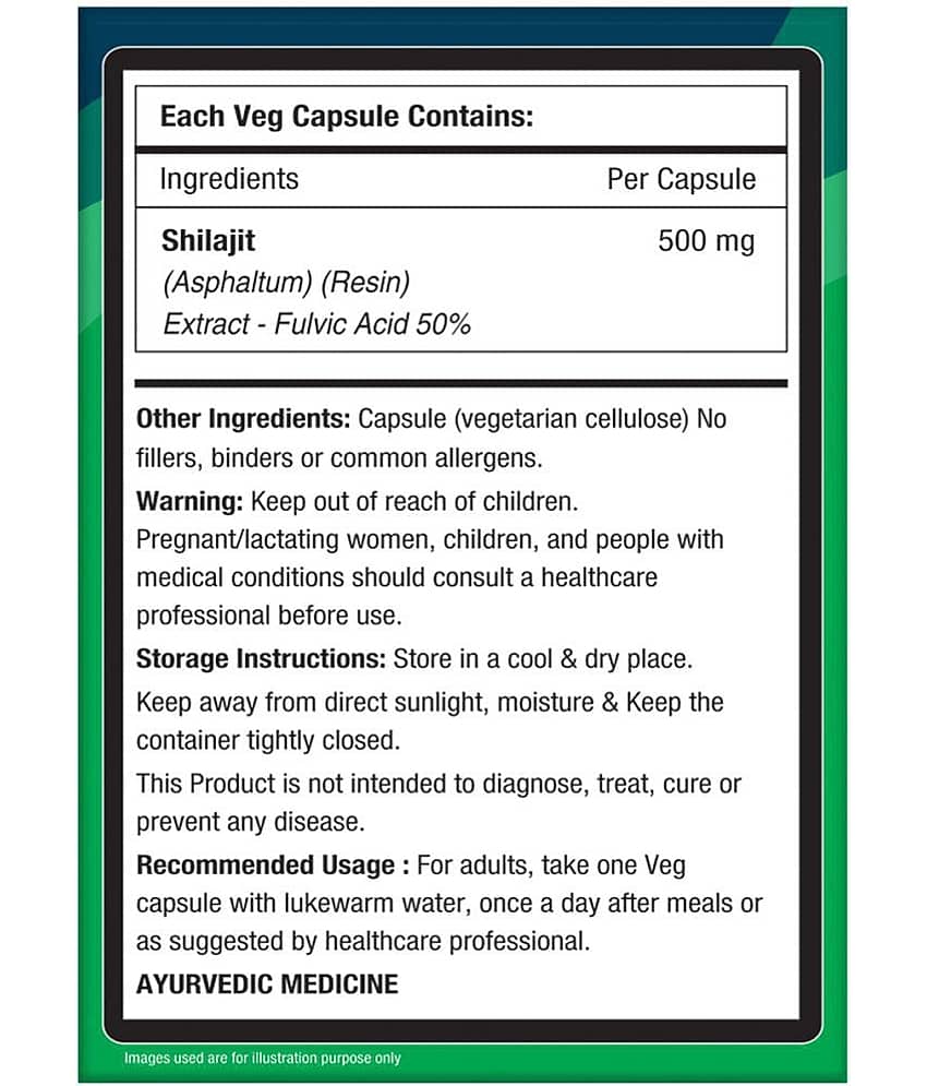 NourishVitals Premium Shilajit 50% Fulvic Acid High Strength 500 mg Extract, Naturally Mineral Rich, 60 Veg Capsules (Pack Of 2) view 2