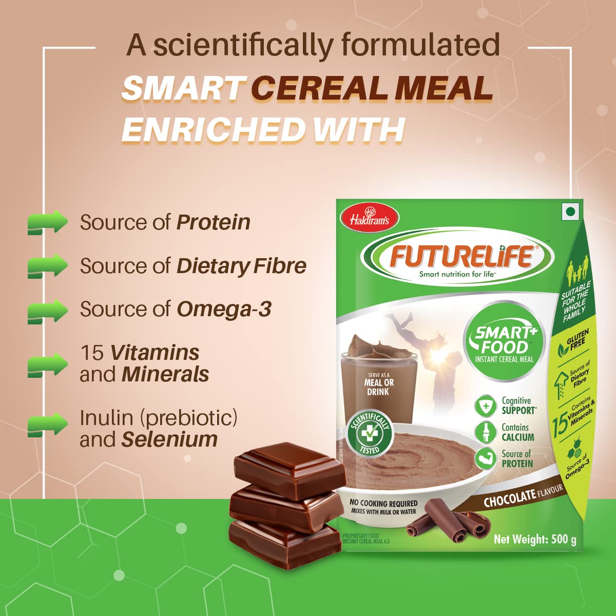 Futurelife Smart Foods Instant Cereal Meal Chocolate 500 Gms view 2